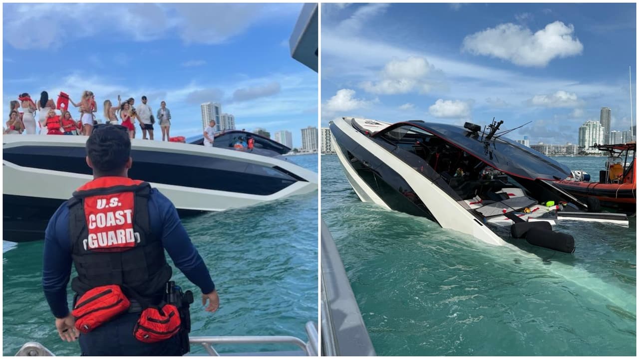 Un yate de lujo de $4 millones se hundió en Miami Beach con 32 personas a bordo: todo quedó en video