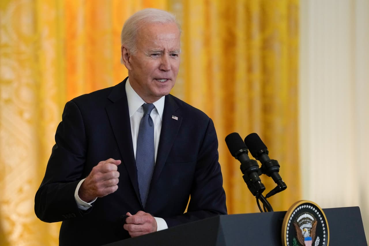 Biden en rueda de prensa este jueves desde la Casa Blanca en el marco de la visita de su homólogo francés, Emmanuel Macron.