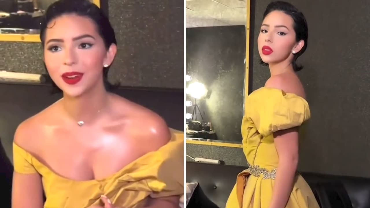 La que viste de amarillo en su belleza confía: Ángela Aguilar deslumbra con elegante vestido en show