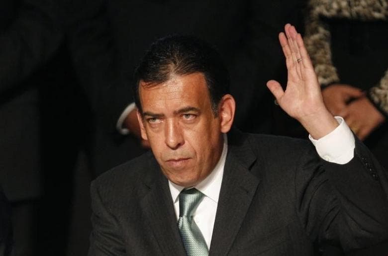 Humberto Moreira, exgobernador de Coahuila y líder principal del Partido Revolucionario Institucional (PRI), durante su renuncia en Ciudad de México en diciembre de 2011.