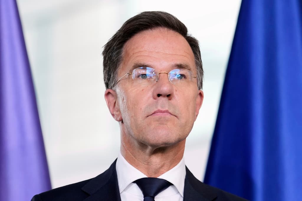 El secretario general de la OTAN Mark Rutte en conferencia de prensa en Berlín el 9 de julio del 2025. (AP foto/Markus Schreiber)