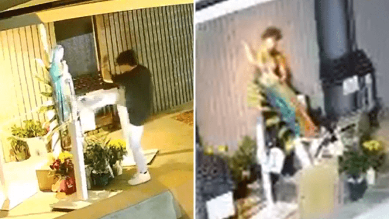 Tiran a patadas imagen de la Virgen de Guadalupe en iglesia de California