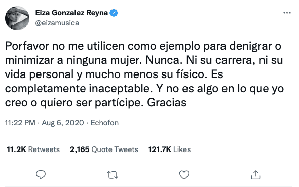 Pero rápidamente 
<a href="https://www.univision.com/famosos/barbara-mori-interpretar-maria-felix-eiza-gonzalez">Eiza González</a> detuvo la discusión, pidiendo que no las compararan y demostrando su sororidad.