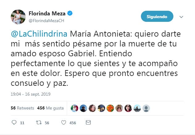 A través de Twitter, la actriz compartió un emotivo mensaje dedicado a su excompañera María Antonieta, a fin de expresar su pésame ante la muerte de su esposo Gabriel Fernández, quien falleció este 15 de septiembre a los 85 años de edad después de meses de padecer neumonía y sufrir otras complicaciones de salud, entre ellas un infarto en los riñones y problemas en el corazón.
<br>