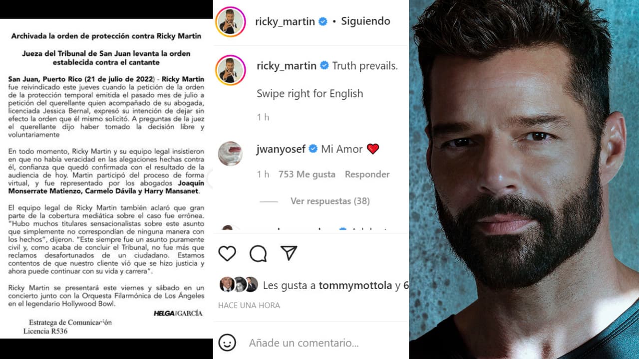 Este es parte del comunicado que emitió Ricky Martin tras el cierre del caso en su contra.
