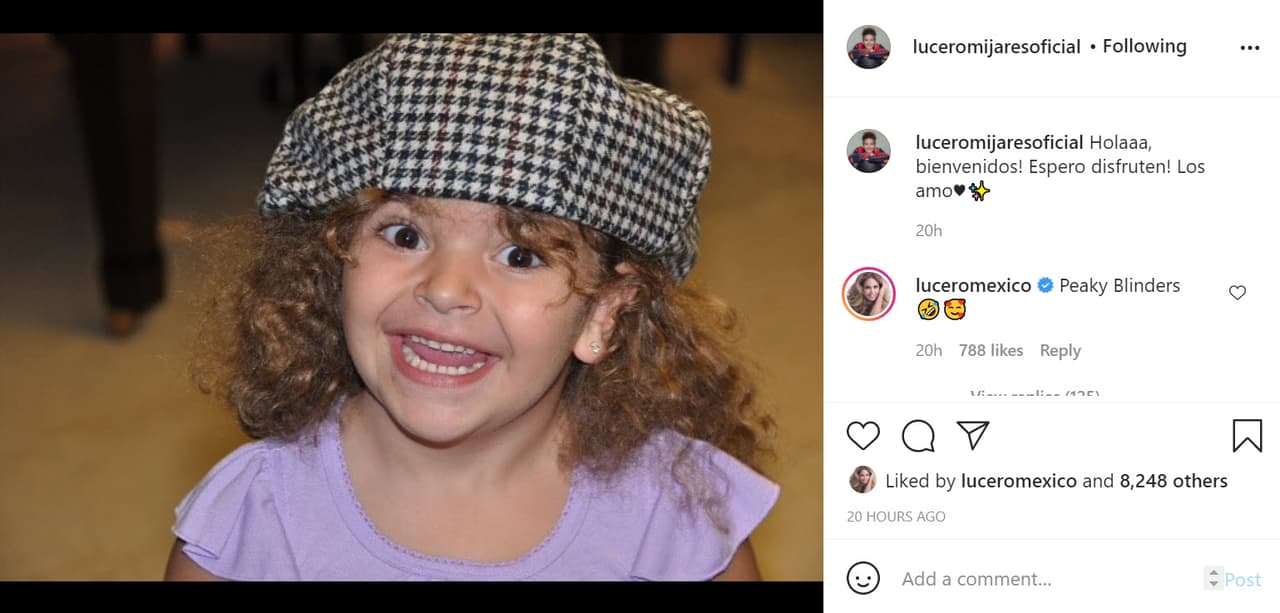 "¡Hola!, ¡bienvenidos! Espero disfruten. Los amo", fue el mensaje que acompañó la imagen de Lucerito.
<br>