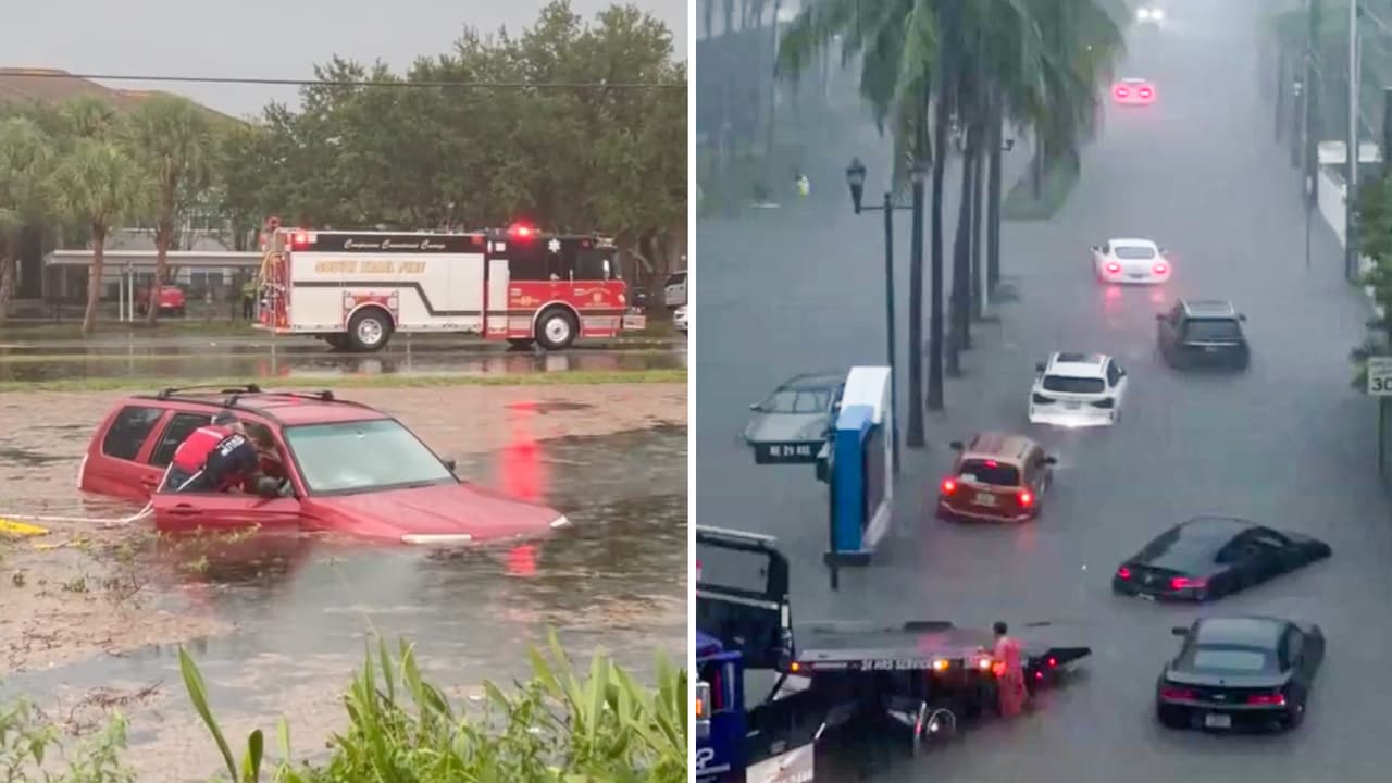 Así se vieron desde las calles las zonas más afectadas con estas lluvias históricas en el sur de Florida.