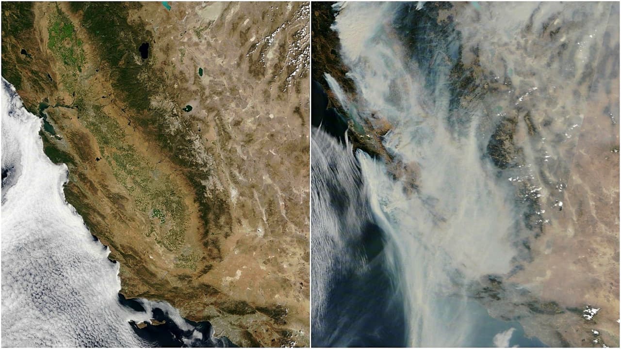 Antes y después: la inmensa nube de humo que tiene al Área de la Bahía con la peor calidad del aire del mundo