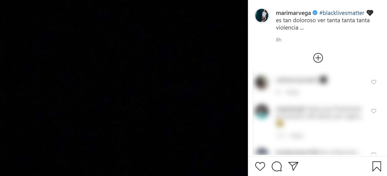 <b><a href="https://www.instagram.com/p/CA65JRwpnn2/" target="_blank">Marimar Vega</a></b> escribió: "Es tan doloroso ver tanta, tanta, tanta violencia".