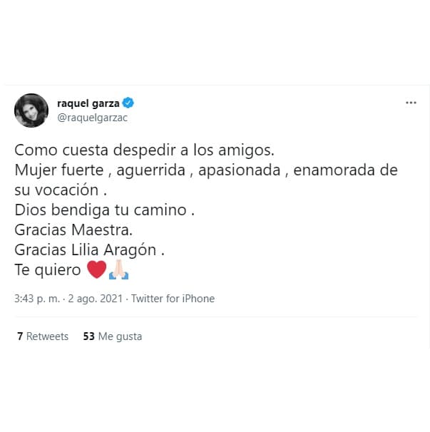 <b>Raquel Garza</b> quien fue su compañera en la obra de teatro 'Los monólogos de la vagina' compartió su sentir ante la partida de su amiga y "maestra".