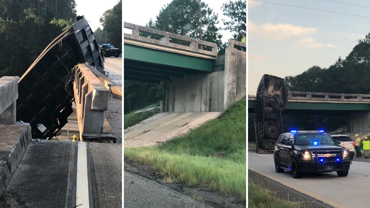 Camión se estrella contra un puente en Georgia y los desplaza seis pies