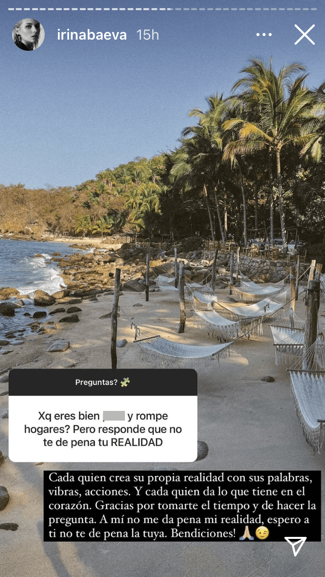 En una sesión de preguntas y respuestas de Instagram, la actriz recibió insultos. "¿Por qué eres bien p#$% y rompe hogares? Pero responde, que no te dé pena tu realidad". Ella no solo compartió la ofensiva pregunta, la respondió.