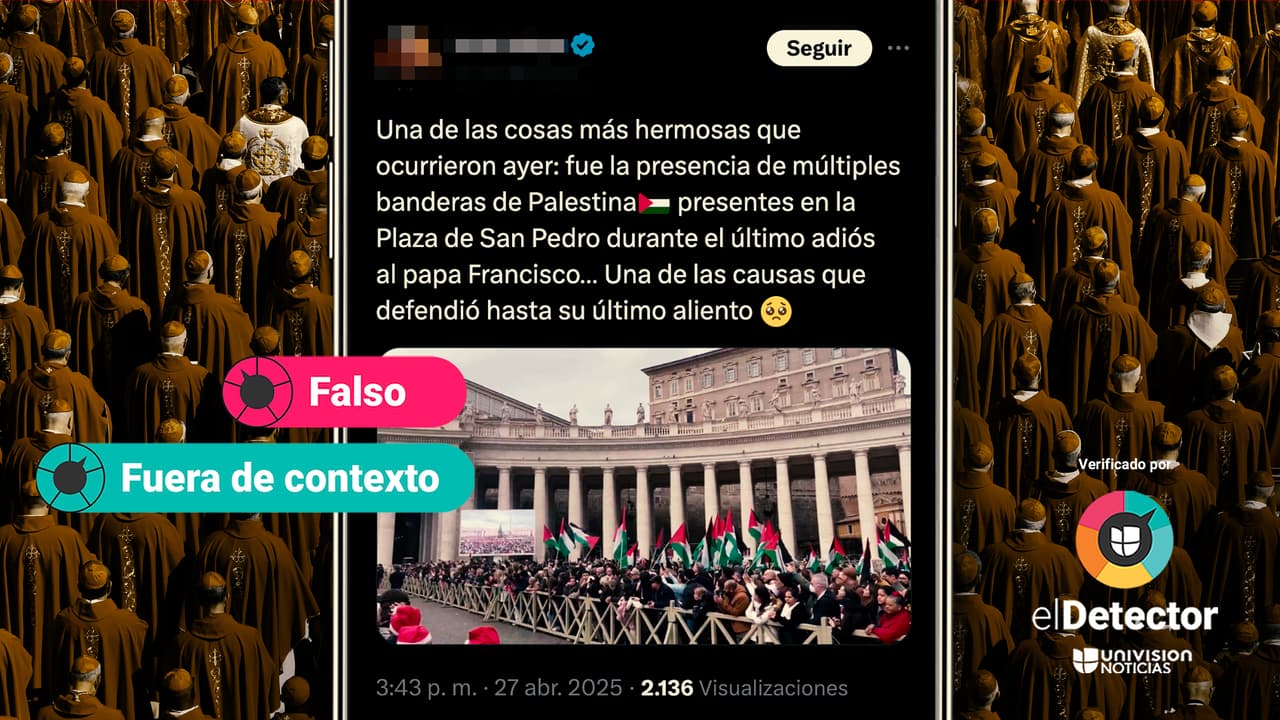 Es falso que esas imágenes muestren a personas ondeando banderas palestinas durante el funeral del papa Francisco