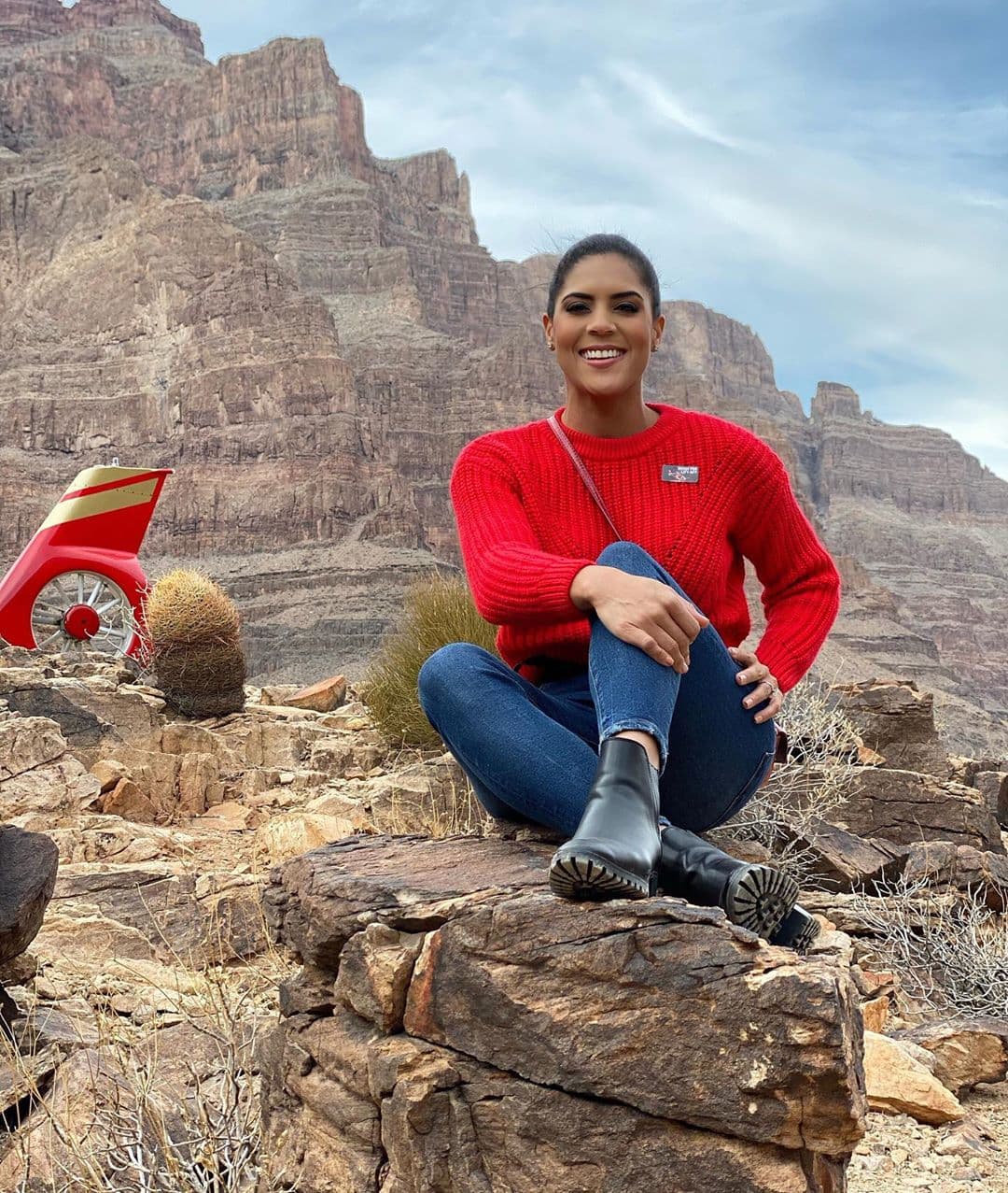 Francisca Lachapel posó feliz en el Gran Cañón de Arizona, no solo por el majestuoso escenario que la rodeaba sino también por estar acompañada de su amado Francesco Zampogna.