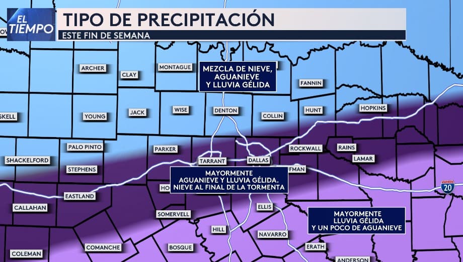 Así podría repartirse la precipitación este fin de semana en el norte de Texas.