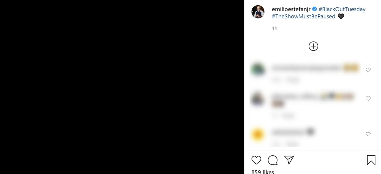 El afamado productor
<b><a href="https://www.instagram.com/p/CA7txnul0R9/" target="_blank">Emilio Estefan</a></b> usó la etiqueta 'TheShowMustBePaused' ('El espectáculo debe ser pausado').