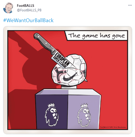 Cartones representando la muerte del futbol con la creación de la Super Liga.