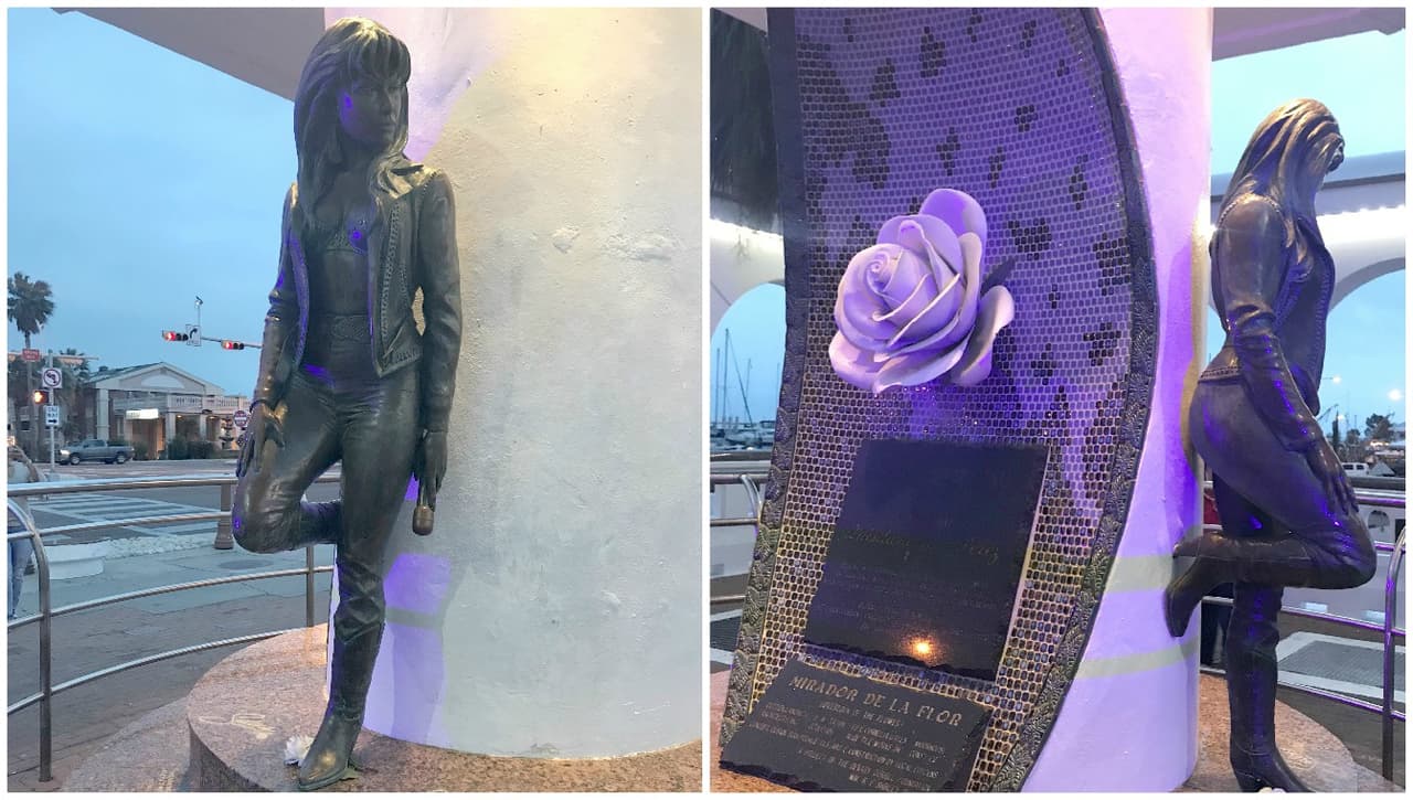Todos los años miles de fanáticos llegan a Corpus Christi para visitar por los lugares que recuedan Selena. Esta es la escultura de bronce de la cantante en el Paseo de la Flor. Está en la zona hotelera de esta ciudad, que tiene unos 325,733 habitantes.