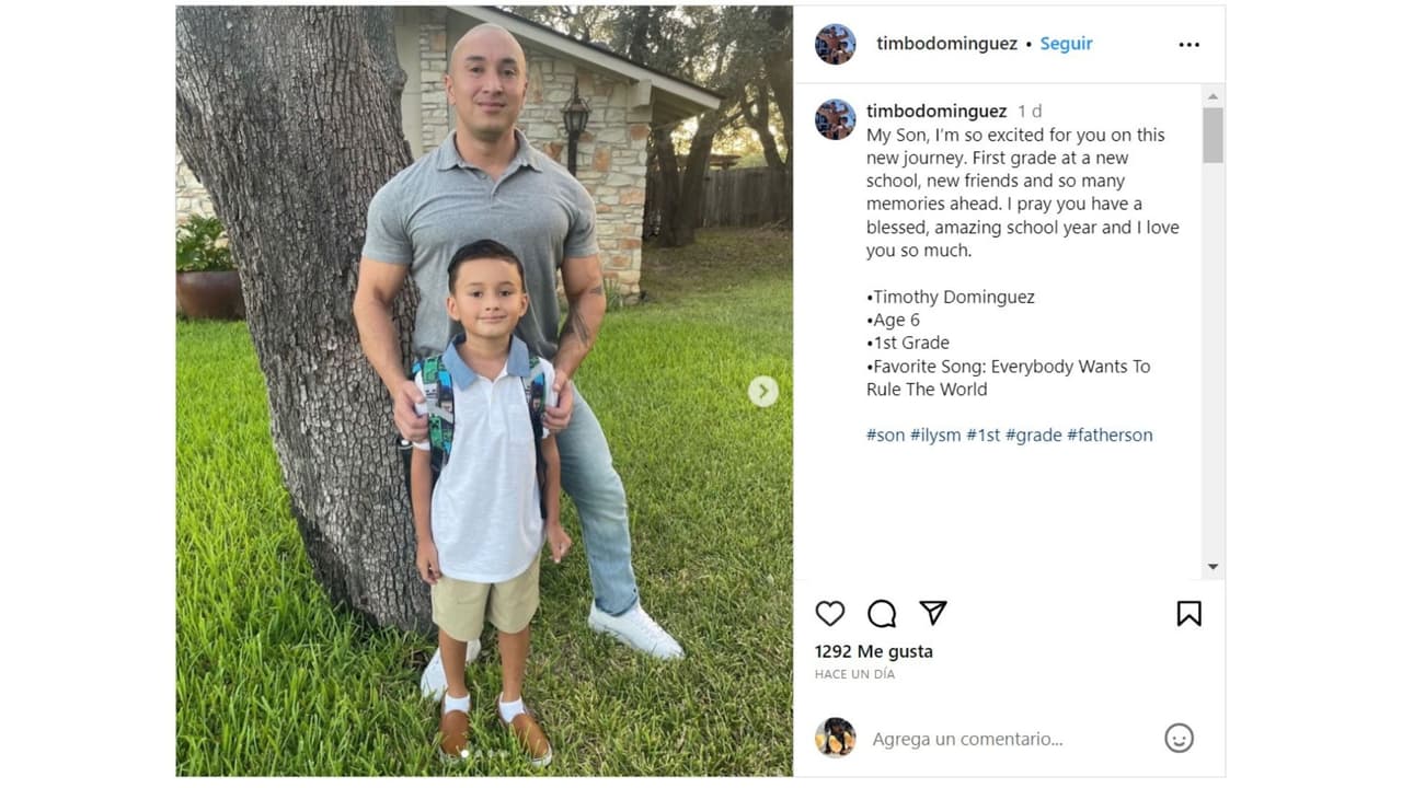 Timbo Domínguez, ex de Evelyn Beltrán, con su hijo.