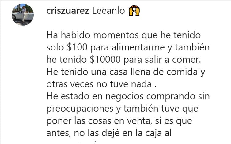 No la mencionó, pero hubo ciertas frases que para algunos fans quedó implícita la figura de la peruana: "Nadie es mejor que nadie. Y a esta altura ya 
<b><a href="https://www.univision.com/entretenimiento/cristian-zuarez-pide-perdon-a-laura-bozzo-por-haberla-demandado-fotos" target="_blank">siento lástima</a> </b>por aquellos que aún piensan que son superiores".
<br>