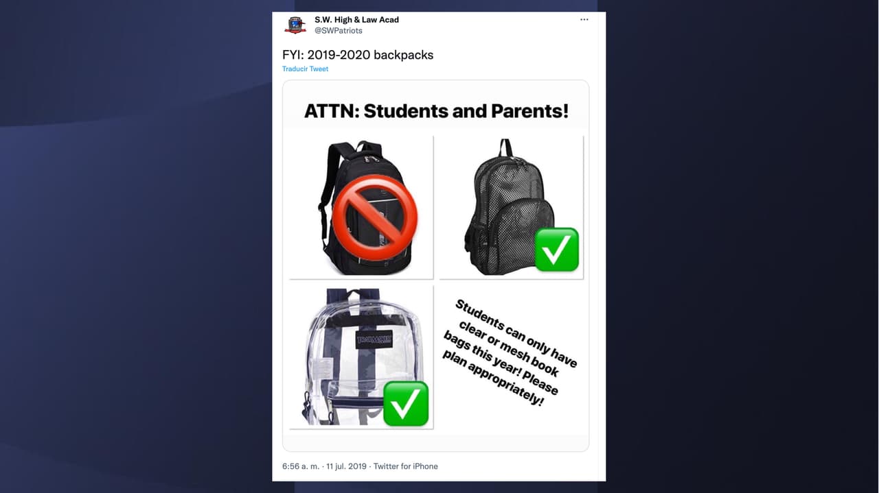 El requisito de las mochilas transparentes o de malla fue instaurado desde 2019 en algunas escuelas del condado Bibb