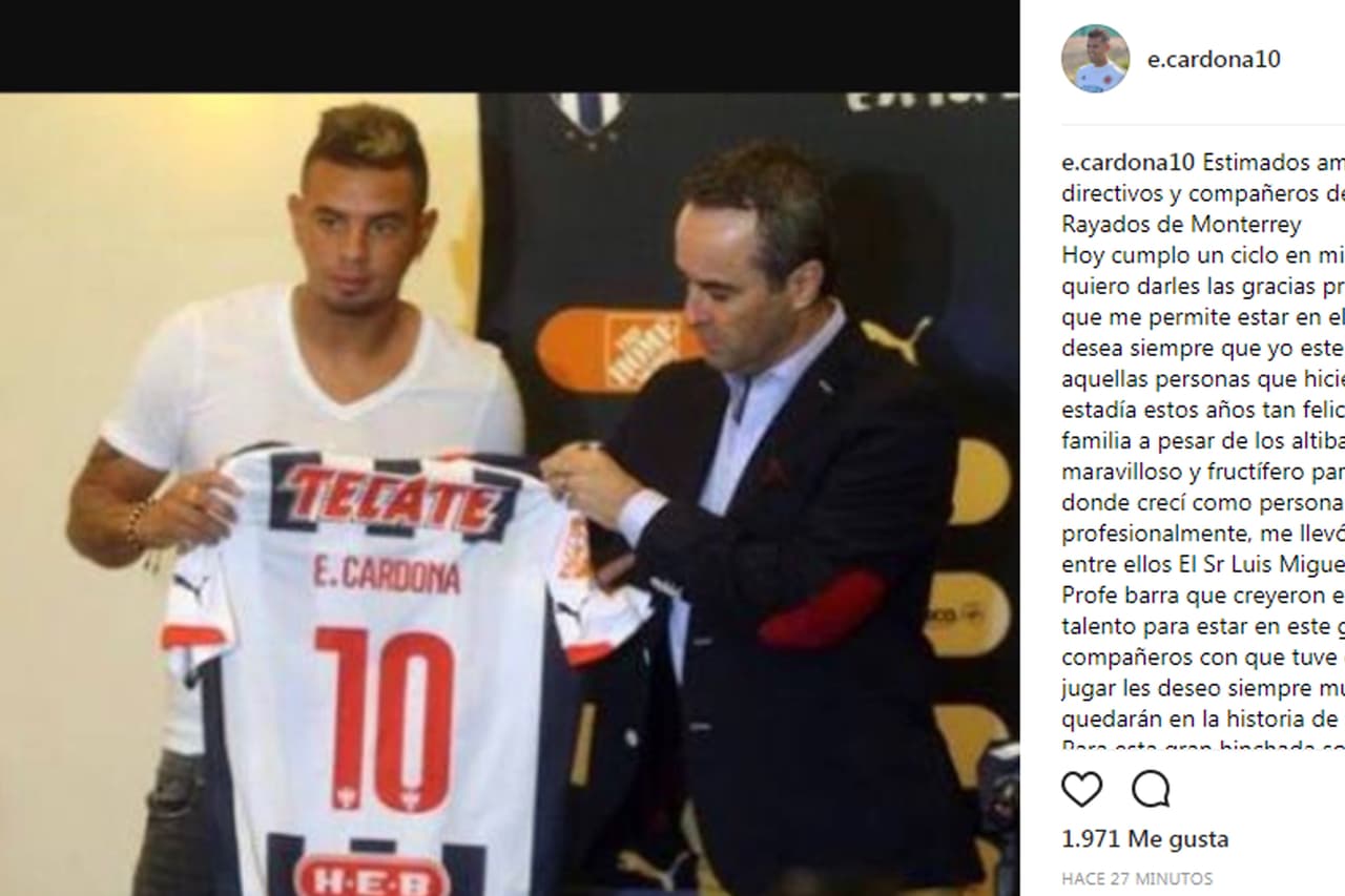 Cardona recordó su llegada a la Liga MX.