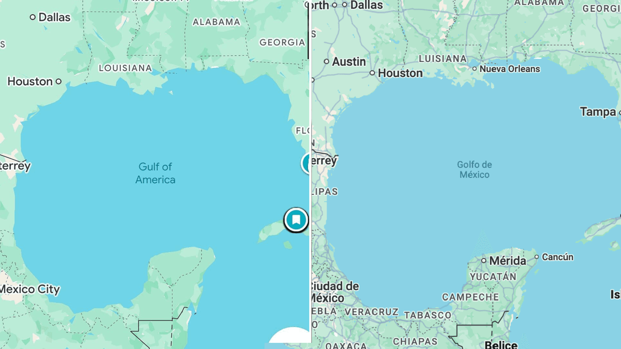 Google ya renombró el golfo de México como "de EEUU" en sus mapas tras orden de Trump: así se ve en otros países