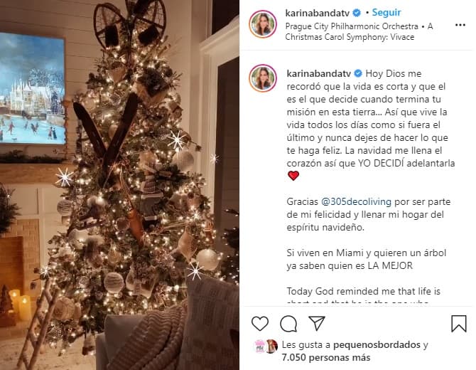 Para Karina Banda el espíritu navideño llegó desde principios de noviembre e inmediatamente nos hizo notar su buen gusto en decoración. Esta Navidad será aún más especial para ella, pues ahora la vivirá como "la señora de Ponce", luego de haberse casado en secreto con el actor Carlos Ponce.