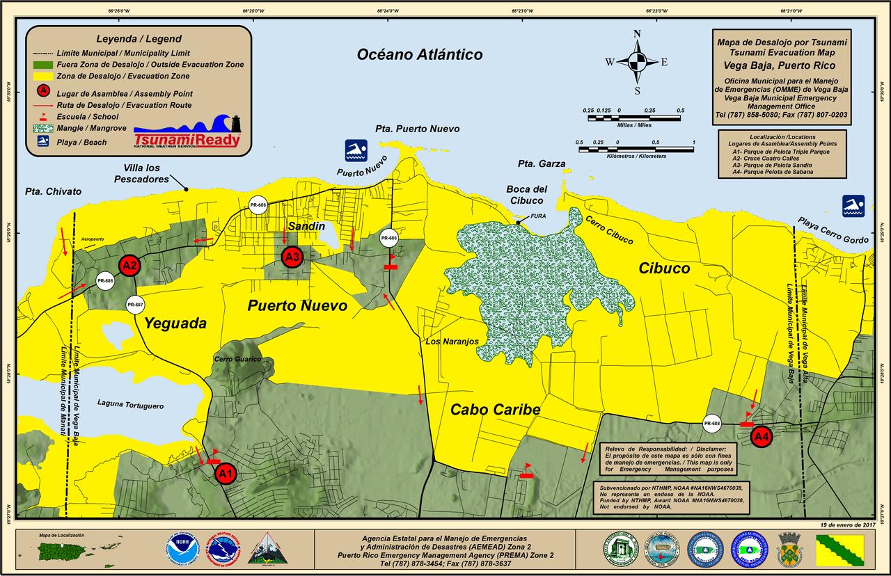 Mapa de desalojo de Vega Baja