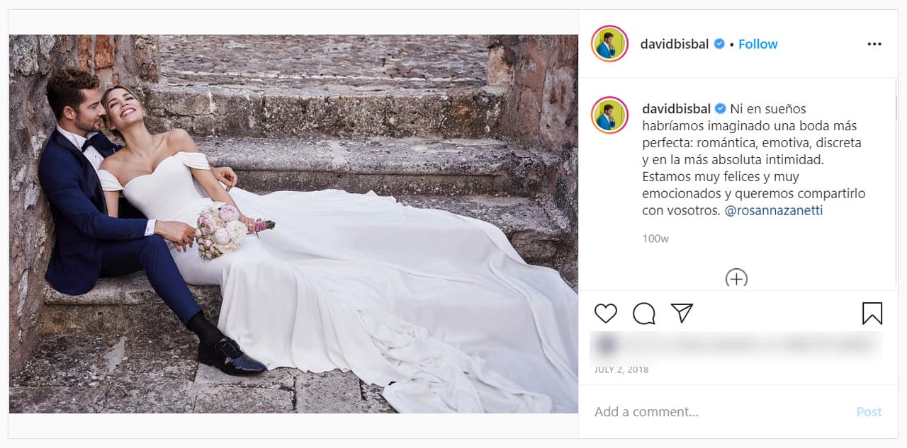 La pareja llegó al altar meses más tarde, el 2 de julio del mismo año, en una pequeña localidad de la provincia de Segovia, España.