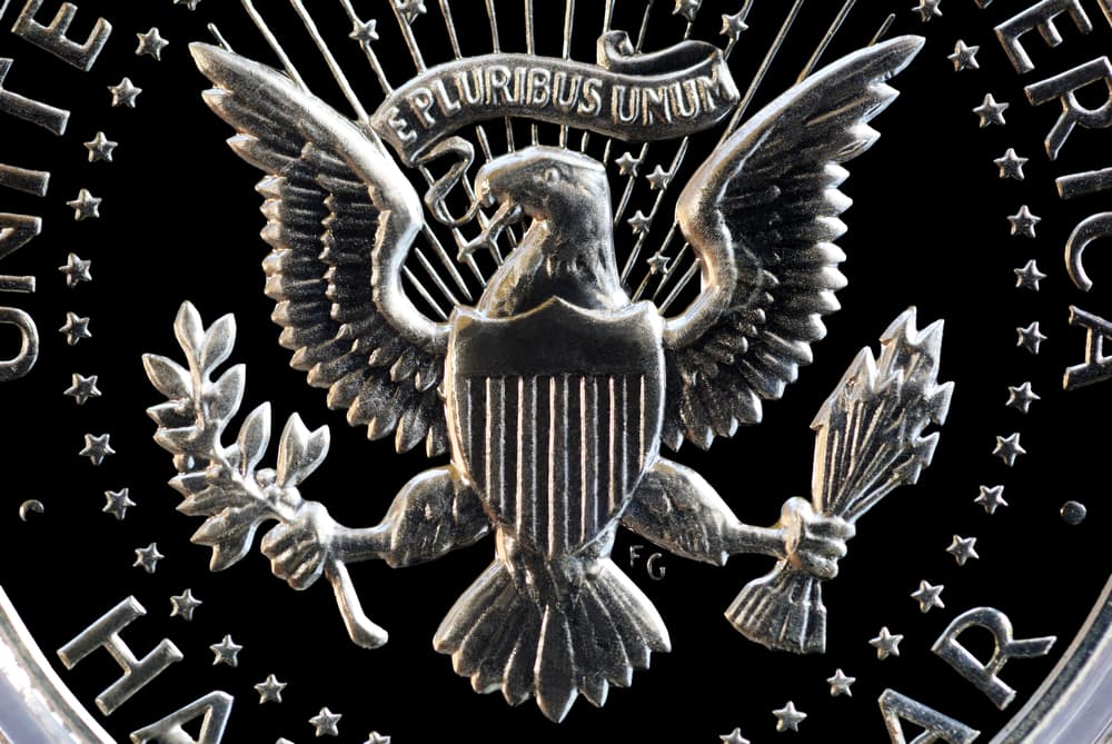 El lema nacional del país (E pluribus unum, en latín, que en español significa “de muchos uno” aludiendo a la pluralidad que existe en Estados Unidos) figura con 13 letras, trece fueron las colonias originales y aparecen luego en el escudo original del país.