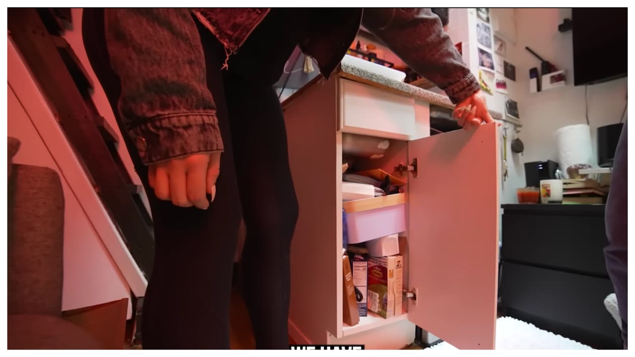 Afortunadamente no compra muchas cosas en el supermercado, pues la cocina solo tiene este anaquel.