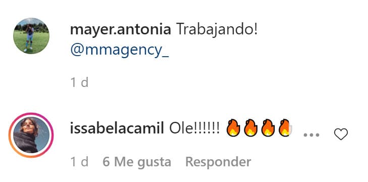 Su orgullosa madre no tardó en comentar el mensaje de su hija.
<br>