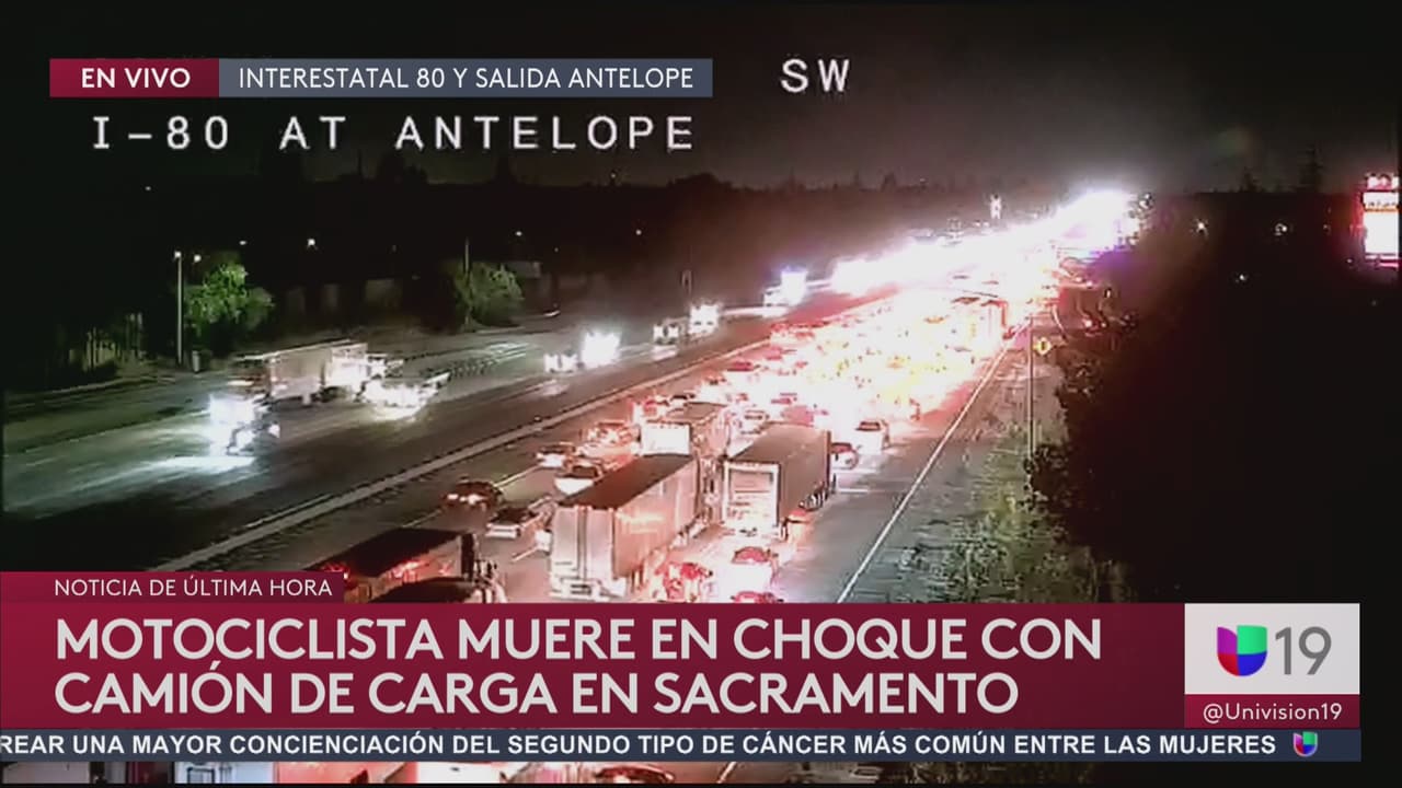 Choque entre una motocicleta y un camión causa el cierre de algunos carriles de la interestatal 80