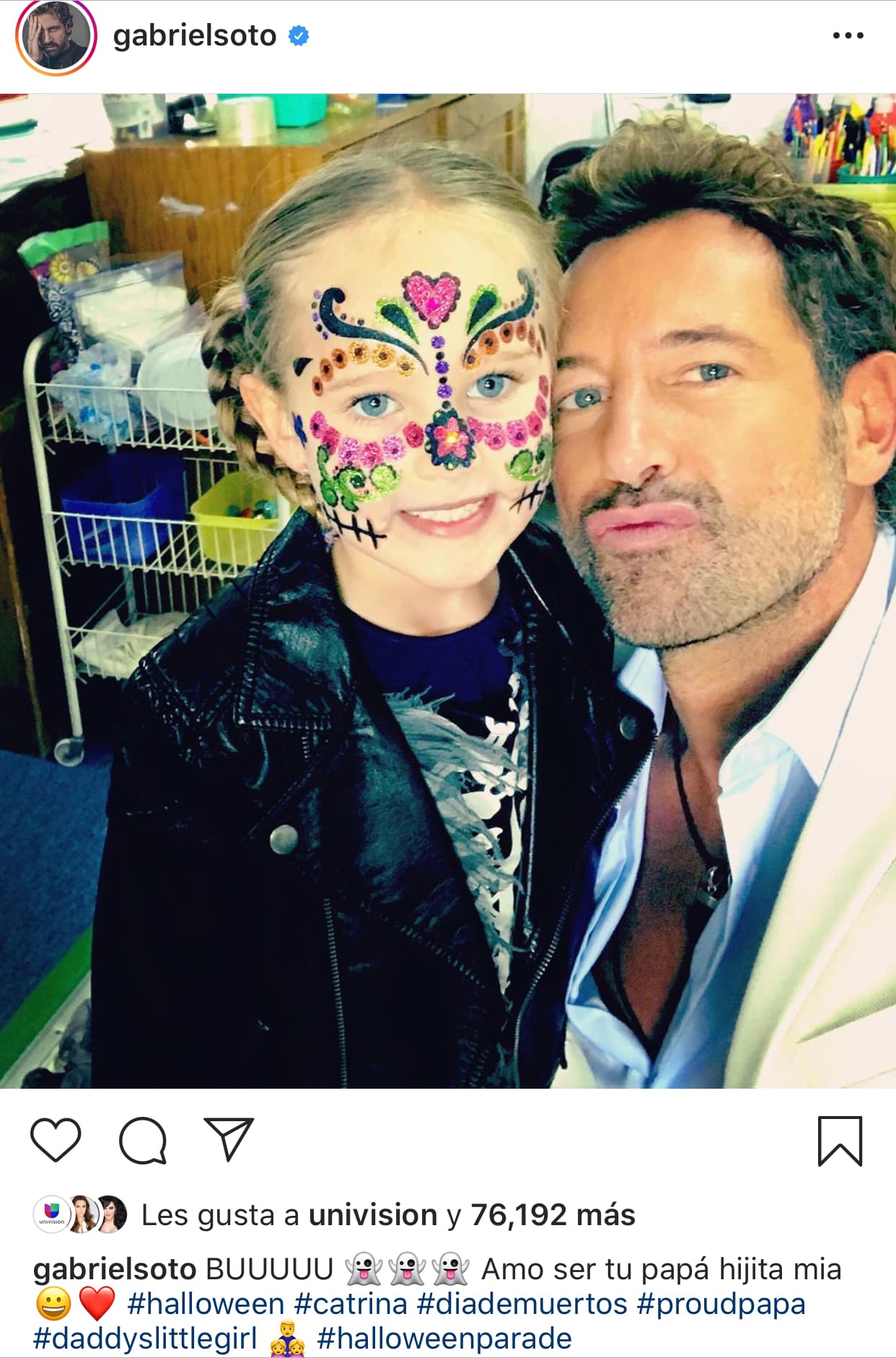 Gabriel Soto mostró a su hija menor, Alexa Miranda, maquillada como una catrina.