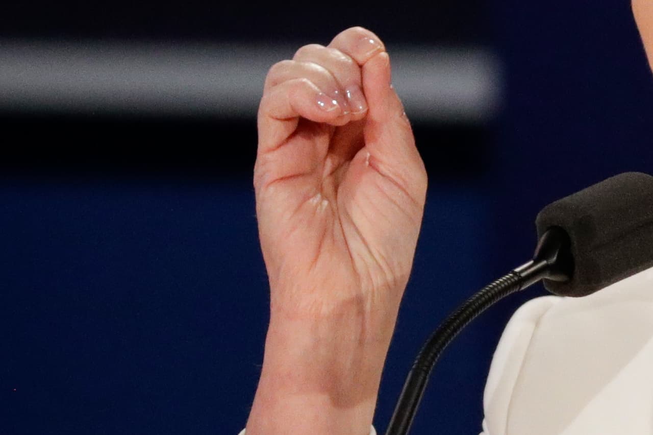 Democratic presidential nominee Hillary Clinton answers a question during the third presidential debate at UNLV in Las Vegas, Wednesday, Oct. 19, 2016. (AP Photo/John Locher)