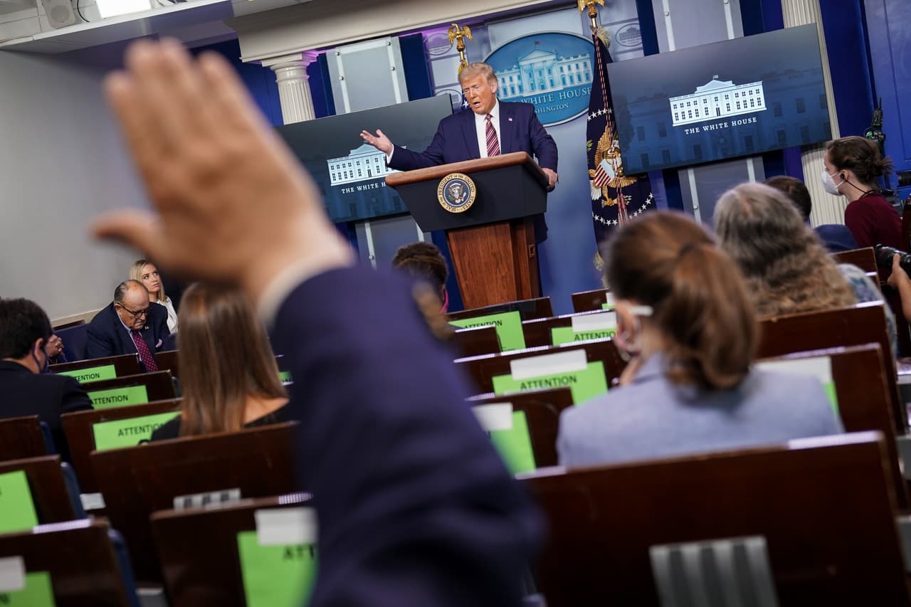 <b>27 de septiembre. </b>Una rueda de prensa en la Casa Blanca. El presidente se preparaba para el primer debate con su contrincante demócrata, Joe Biden.
<br>