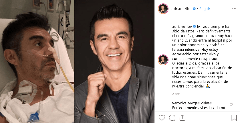 A un año de aquel incidente, el actor recordó con una 
<a href="https://www.univision.com/famosos/a-un-ano-de-pensar-que-moriria-adrian-uribe-agradece-la-vida-con-una-impactante-comparacion-fotos" target="_blank">publicación</a> en Instagram lo sucedido y cómo estuvo al borde de la muerte.