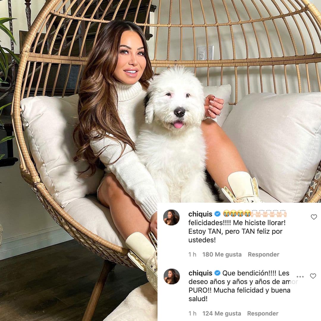 Chiquis Rivera fue una de las celebridades que formó parte de la lista de felicitaciones. Incluso realizó dos publicaciones: "¡Felicidades! ¡Me hiciste llorar! ¡Estoy tan, pero tan feliz por ustedes!". Más adelante escribió: ¡Qué bendición! ¡Les deseo años y años y años de amor puro! ¡Mucha felicidad y buena salud!".