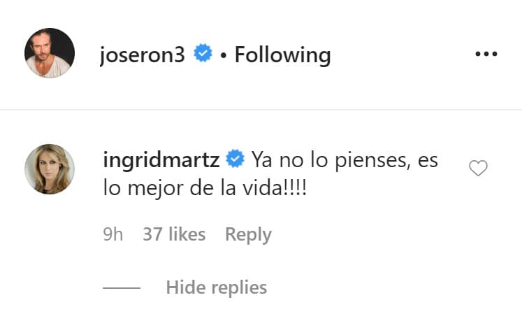 Incluso, la actriz Ingrid Martz, quien en mayo pasado se convirtió 
<b><a href="https://www.univision.com/famosos/ingrid-martz-ya-es-mama-nacio-su-primera-hija-fotos" target="_blank">por primera vez en madre</a></b>, alentó al actor para que experimente la paternidad: "¡
<b>Ya no lo pienses</b>, es lo mejor de la vida!".
<br>