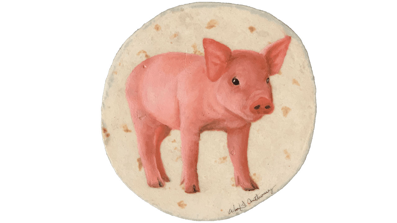 Después de secarse el óleo, se aplica una capa de acrílico para que ayude a conservar la textura de la tortilla.