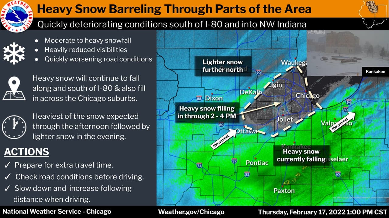 Advierten por caída de nieve en el área de Chicago.