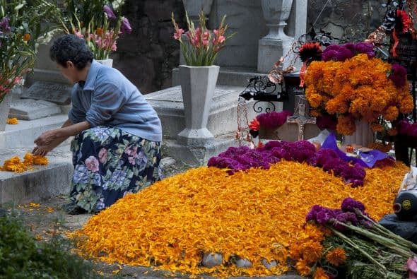 La tradicional fiesta de Día de Muertos en México se vive de forma muy peculiar al convertir los panteones en lugares de fiesta, música y color.