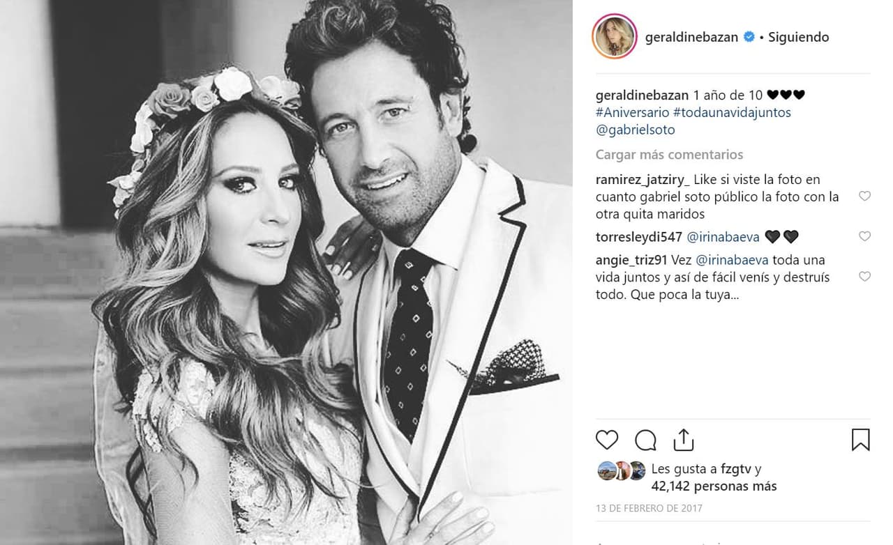 En su primer aniversario, Geraldine Bazán escribió “1 año de 10”, resaltando que en total llevaban una década juntos, pero solo un año casados.