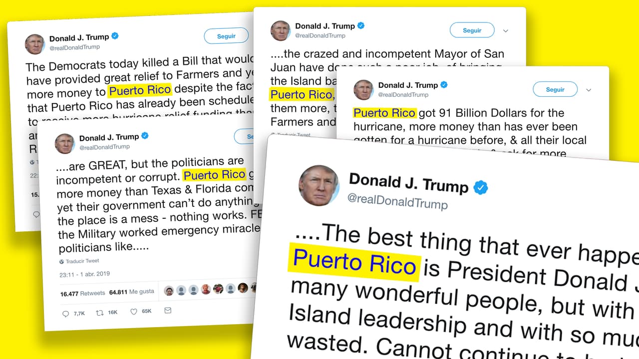 Los tuits en los que Trump usa datos falsos para criticar las ayudas a Puerto Rico, analizados línea por línea