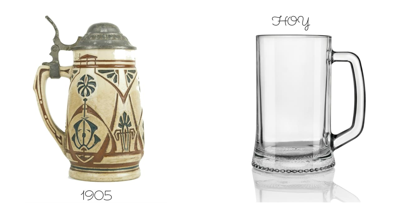 Los vasos para beber 
<b><a href="http://www.univision.com/temas/cervezas">cerveza</a></b> han evolucionado a la par del líquido que contienen. Se han fabricado de diversos materiales (cerámica, madera, vidrio) para ser más livianos y estilizados. Uno de los formatos más antiguos es el 'tankard' (o jarro) que fue popular hasta entrado el siglo XIX.