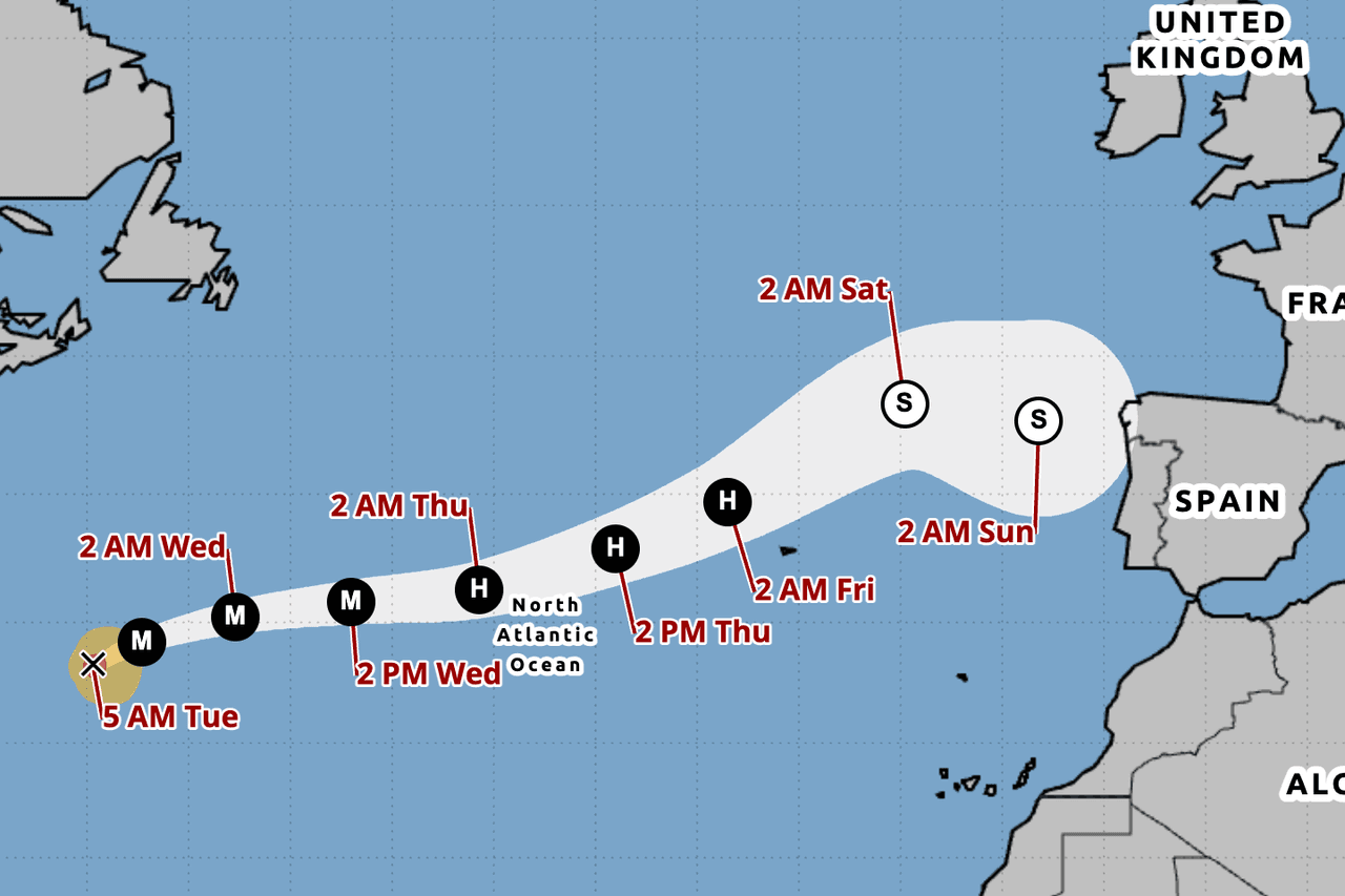 El huracán Gabrielle apunta hacia España: podría llegar como tormenta tropical

