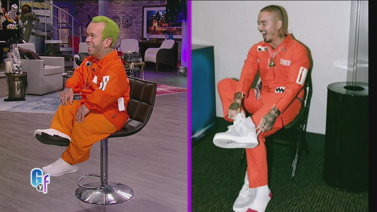 Otro colombiano que estuvo en este show fue J Balvin. Carlitos imitó hasta la pose, además cambió su color de tinte en el cabello.