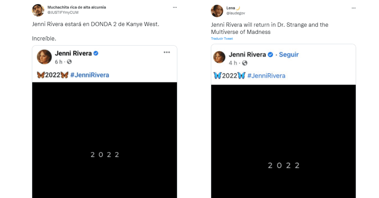 Memes sobre el posible regreso de Jenni Rivera en el 2022.