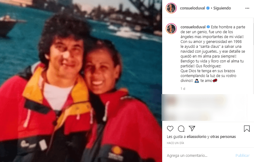 “Este hombre aparte de ser un genio, fue uno de los ángeles más importantes de mi vida.
<b>Con su amor y generosidad en 1998 le ayudó a “Santa claus” a salvar una navidad con juguetes, y ese detalle se quedó en mi alma para siempre!!</b> ¡¡Bendigo tu vida y lloro con el alma tu partida!! Gus Rodriguez: ¡¡Que Dios te tenga en sus brazos contemplando la luz de su rostro divino!! 🙏🏻 te amo", escribió.